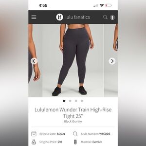 Lululemon Wunder Train High-Rise Tight 25” - Black Granite